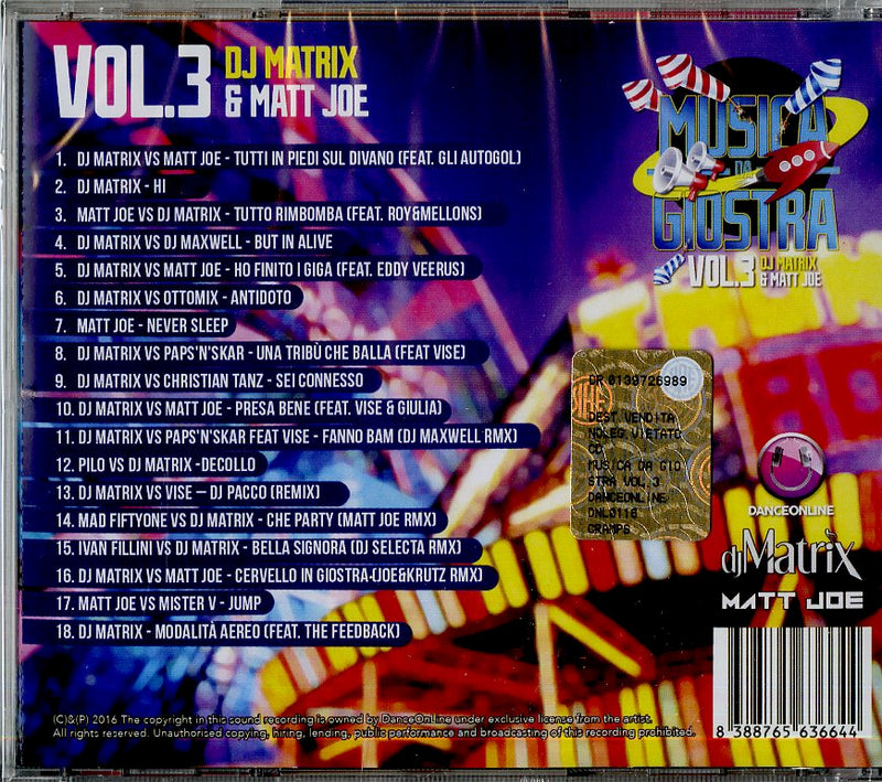 Dj Matrix & Joe Matt - Musica Da Giostra Vol.3 Cd 8388765636644