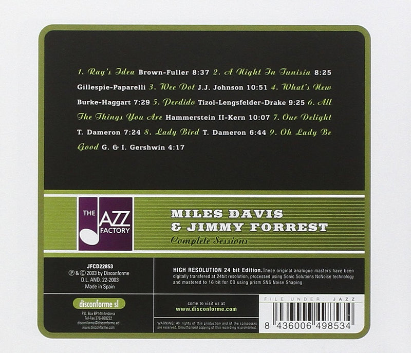 Davis Miles - Miles Davis And Jimmy Forrest Complete Sessions Cd 8436006498534