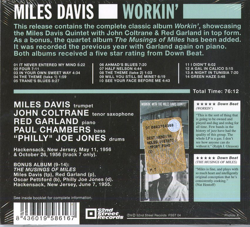 Davis Miles - Workin' Cd 8436019586167