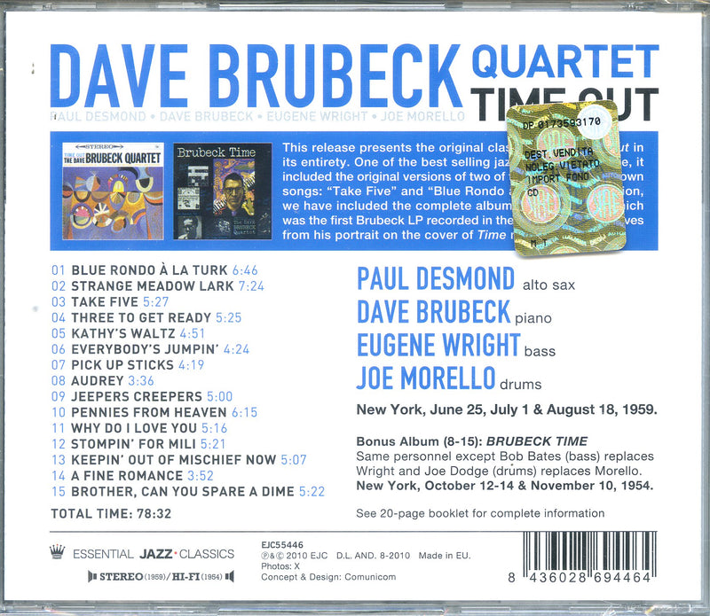 Brubeck Dave - Time Out Cd 8436028694464