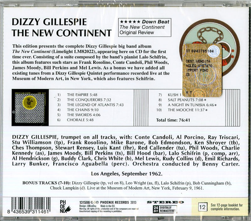 Gillespie Dizzy - The New Continent Cd 8436539311461