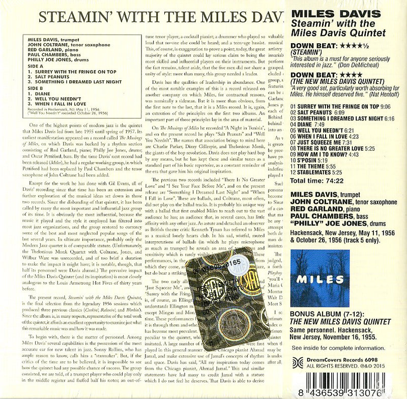 Davis Miles - Steamin' (+ The New Miles Davis Quintet) Cd 8436539313076