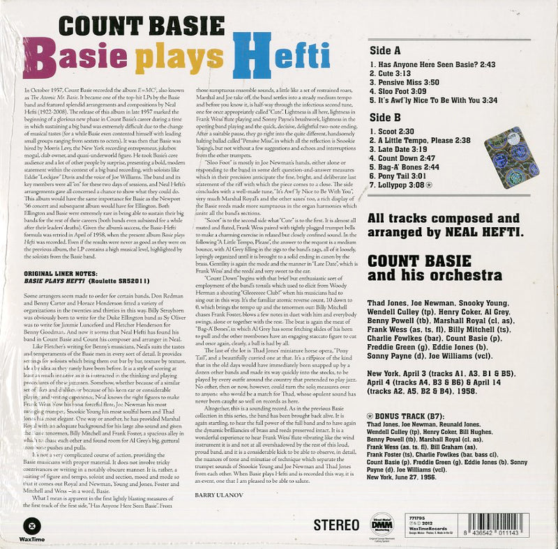 Basie Count - Basie Plays Hefti Lp 8436542011143