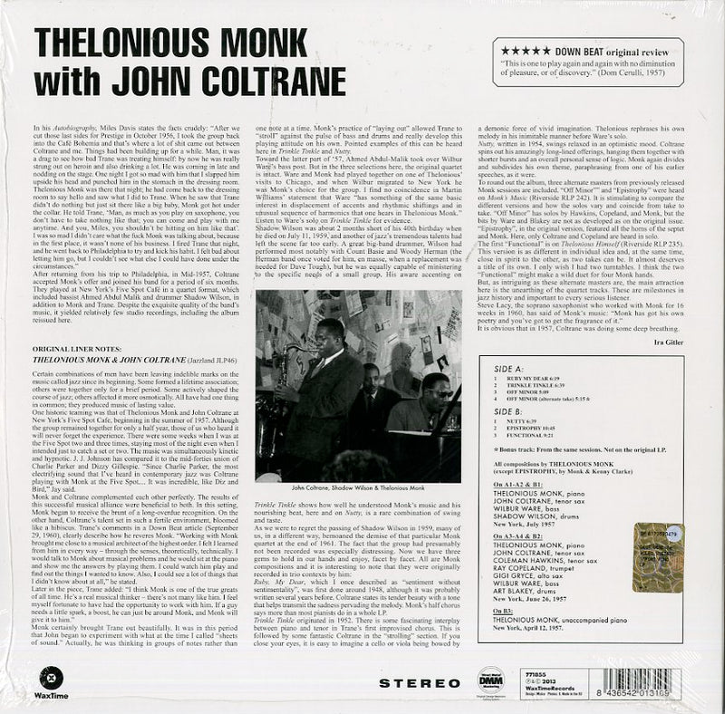 Monk Thelonious & Coltrane John - Thelonious Monk With John Coltrane Vinile LP - Vinyl record 8436542013109