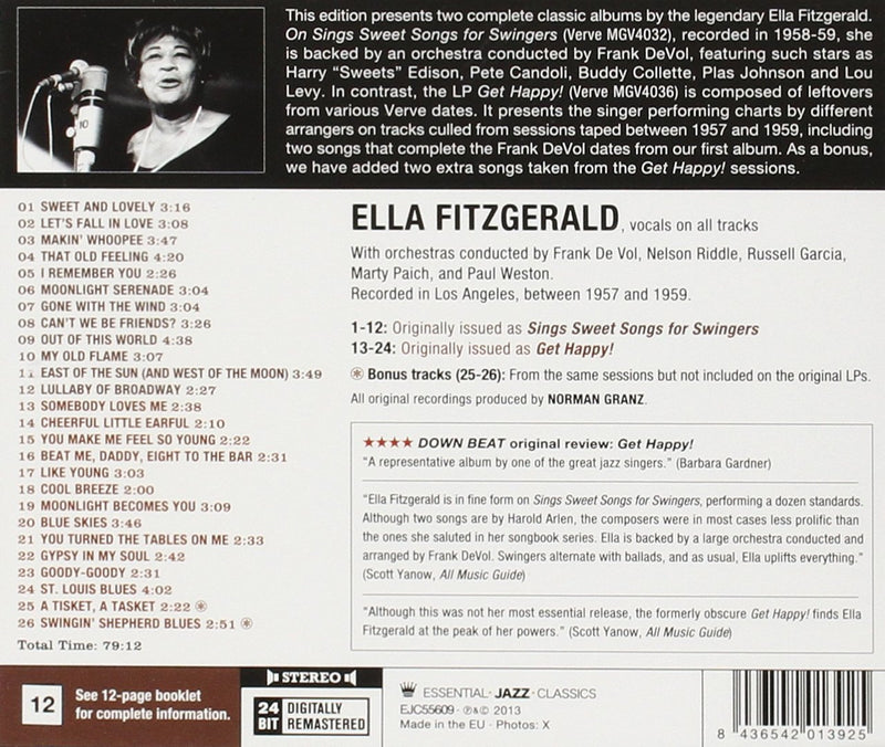 Fitzgerald Ella - Sings Sweet Songs For Swingers (+ Get Happy!) Cd 8436542013925
