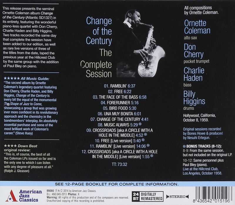 Coleman Ornette - Change Of The Century - The Complete Session Cd 8436542015196
