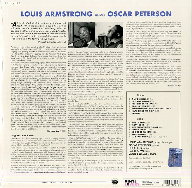 Armstrong Louis - Louis Armstrong Meets Oscar Peterson Lp 8436544171210