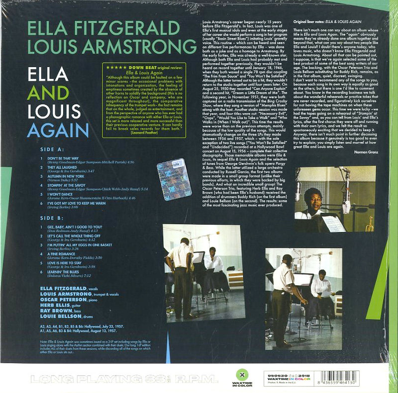 Fitzgerald Ella, Armstrong Louis - Ella & Louis Again (Limited Edt.Green) Lp 8436559464130