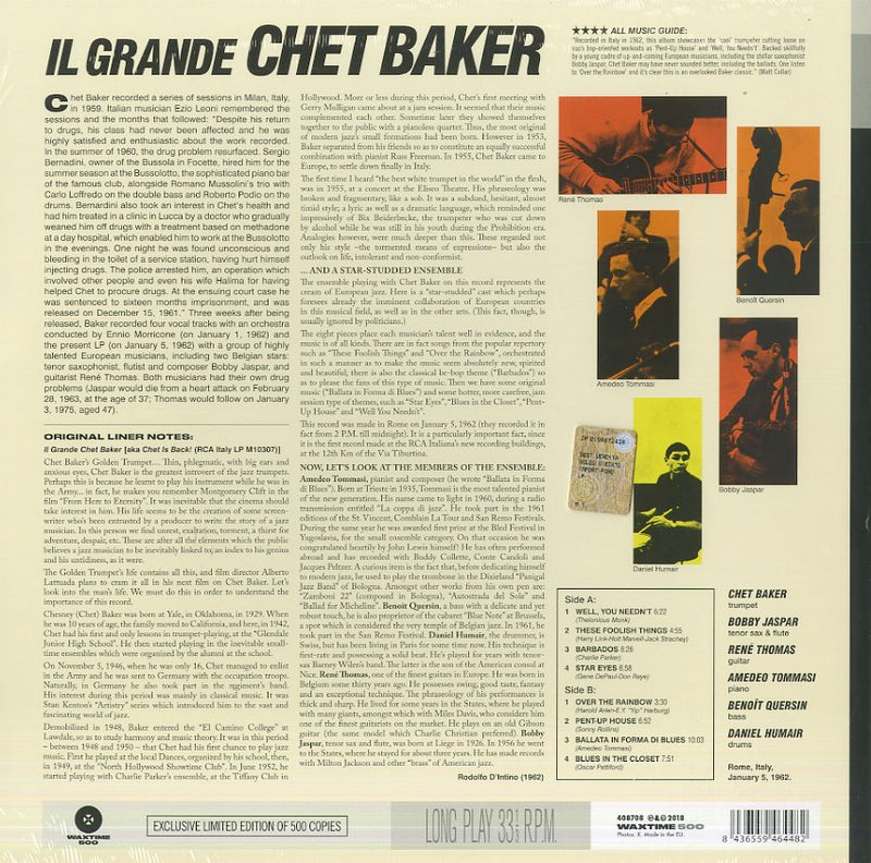 Baker Chet - Il Grande (Limited Edt.) Lp 8436559464482