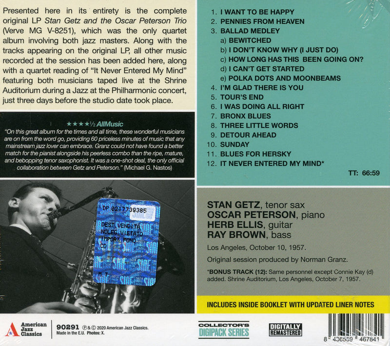 Getz Stan - Stan Getz And The Oscart Peterson Trio - The Complete Session CD 8436559467841