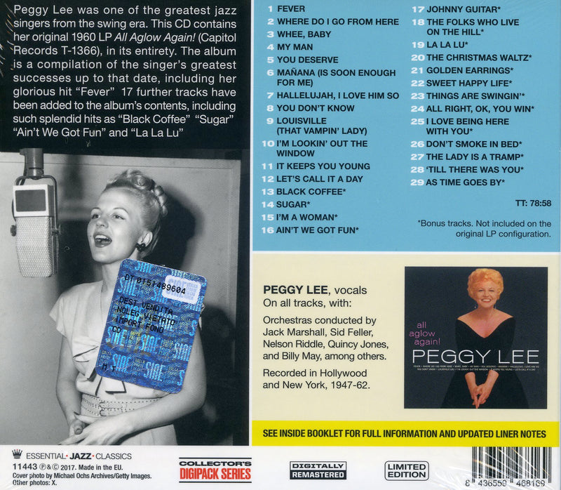 Lee Peggy - All Aglow Again! (+ 17 Bonus Tracks) (Digipack) Cd 8436559468169