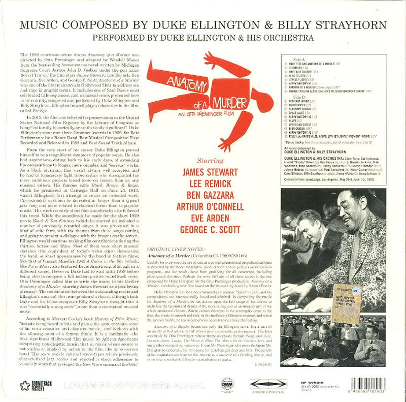 Ellington Duke - Anatomy Of A Murder Lp 8436563181603