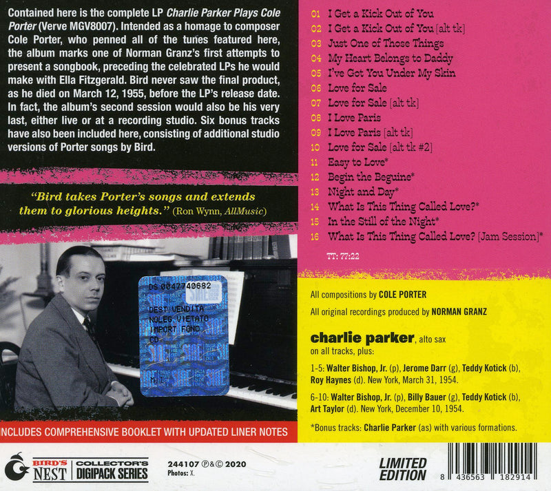 Parker Charlie - Plays Cole Porter (+ 6 Bonus Tracks) (Digipack) CD 8436563182914