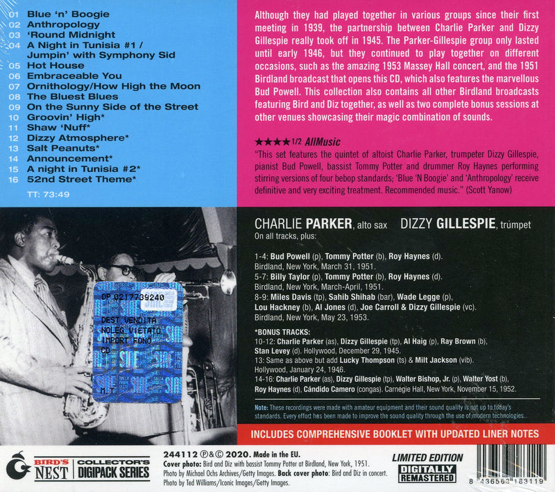 Parker Charlie & Gillespie Dizzy - Complete Live At Birdland Cd 8436563183119