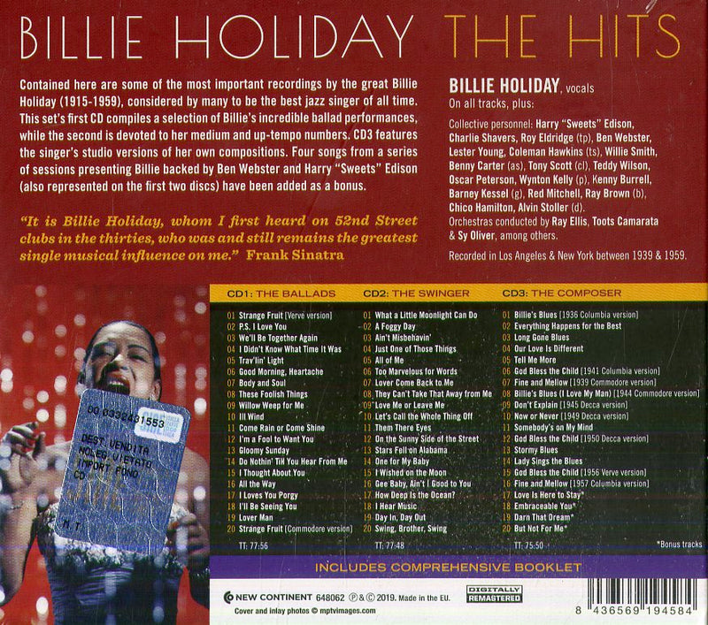 Holiday Billie - The Hits (60 Tracks) Cd 8436569194584