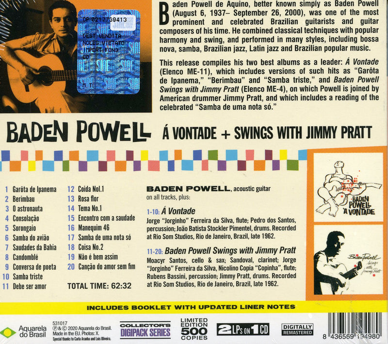 Powell Baden - A Vontade (+ Swings With Jimmy Pratt) Cd 8436569194980