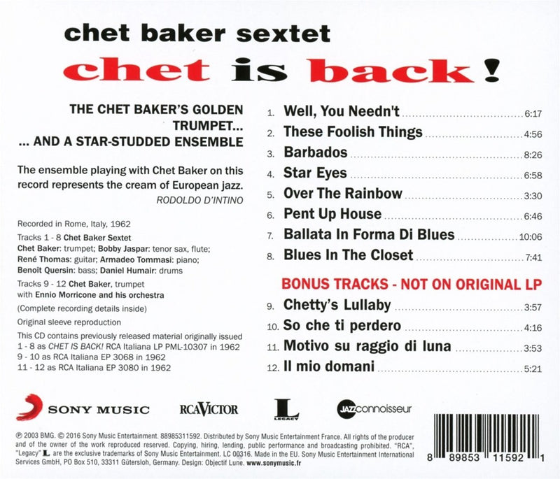 Baker Chet - Chet Is Back Cd 8437016248058