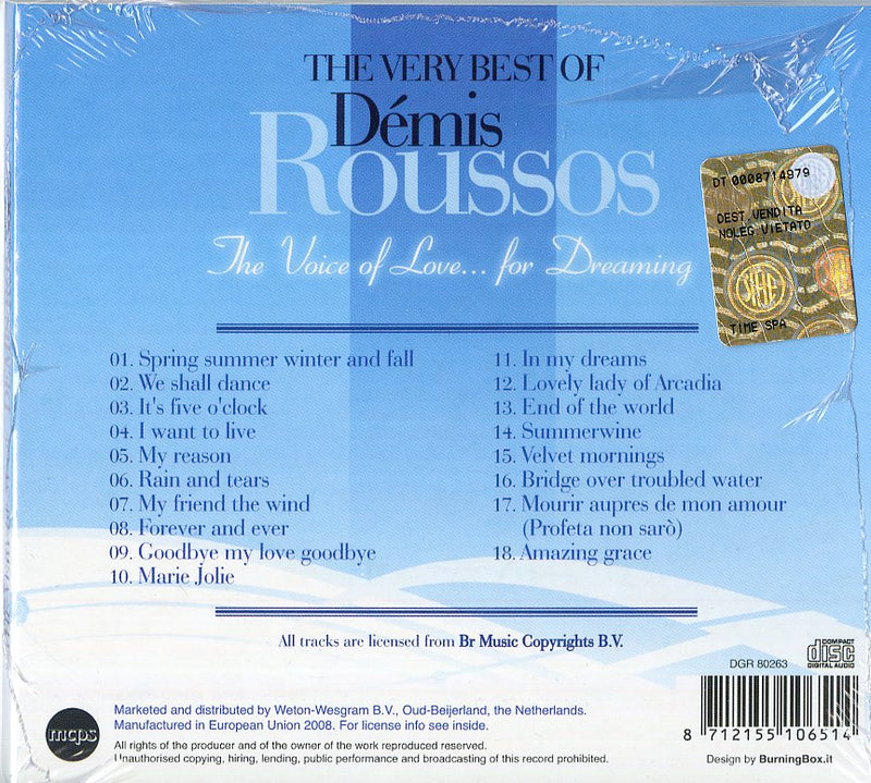 Roussos Demis - The Very Best Of... Cd 8712155106514