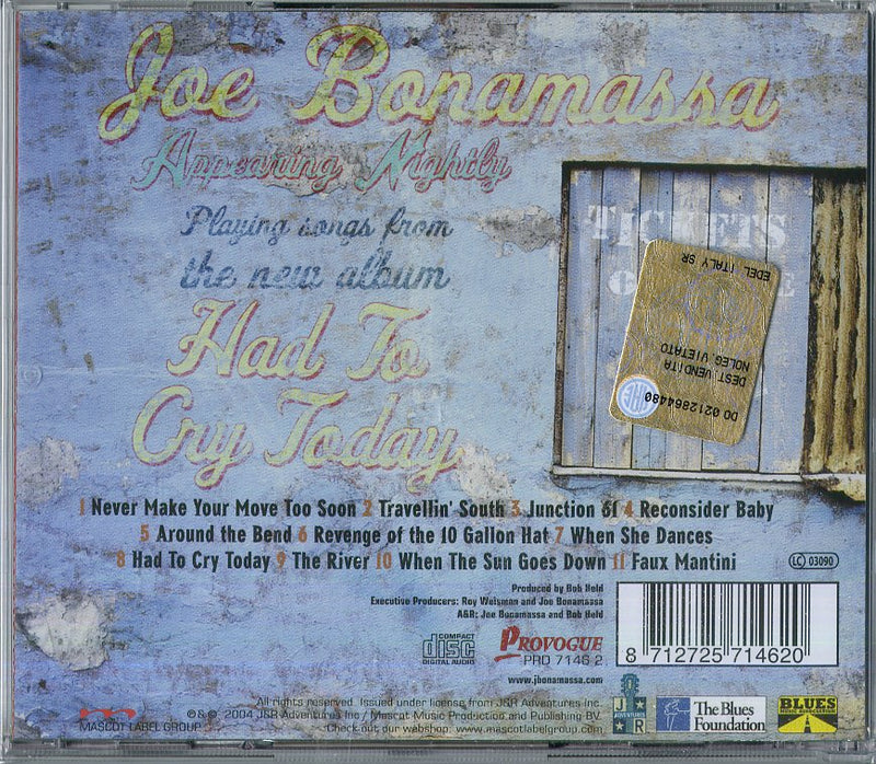 Bonamassa Joe - Had To Cry Today Cd 8712725714620