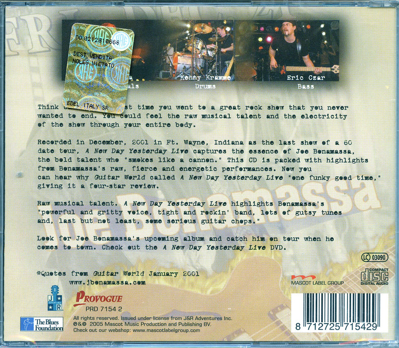 Bonamassa Joe - A New Day Yesterday Live Cd 8712725715429