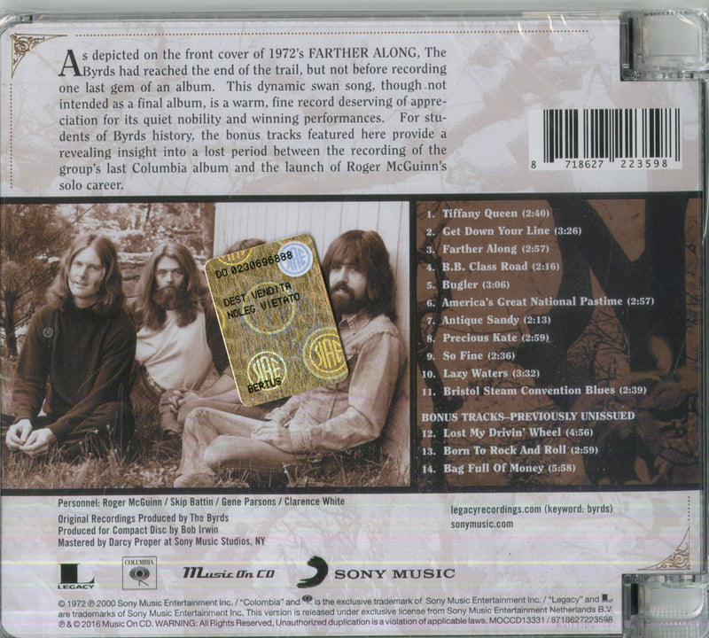 Byrds - Farther Along Cd 8718627223598