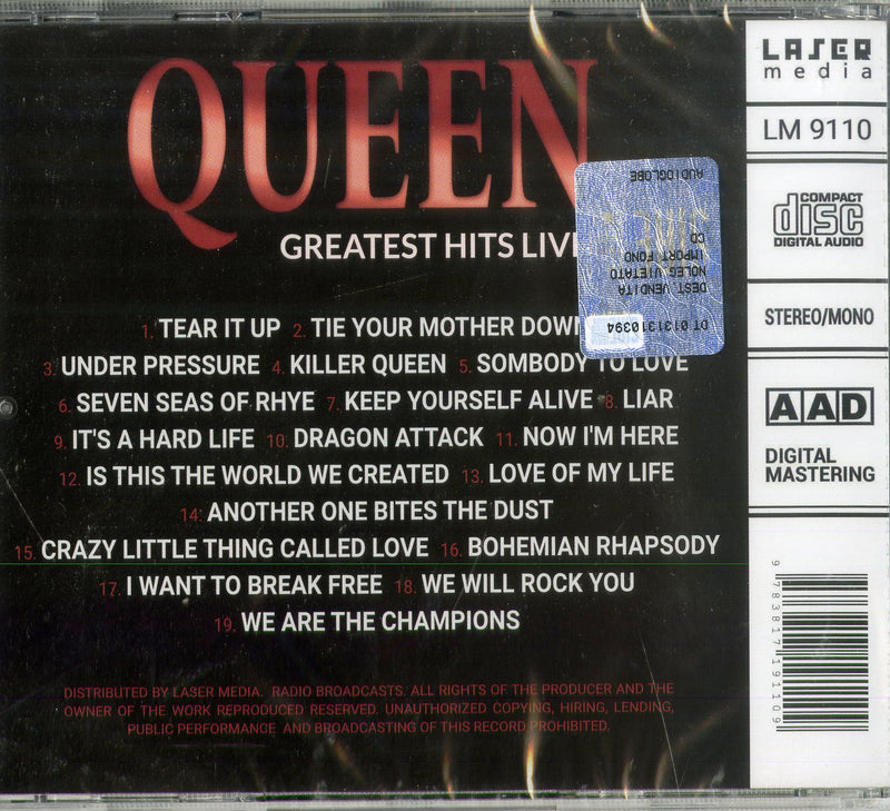 Queen - Greatest Hits Live Cd 9783817191109