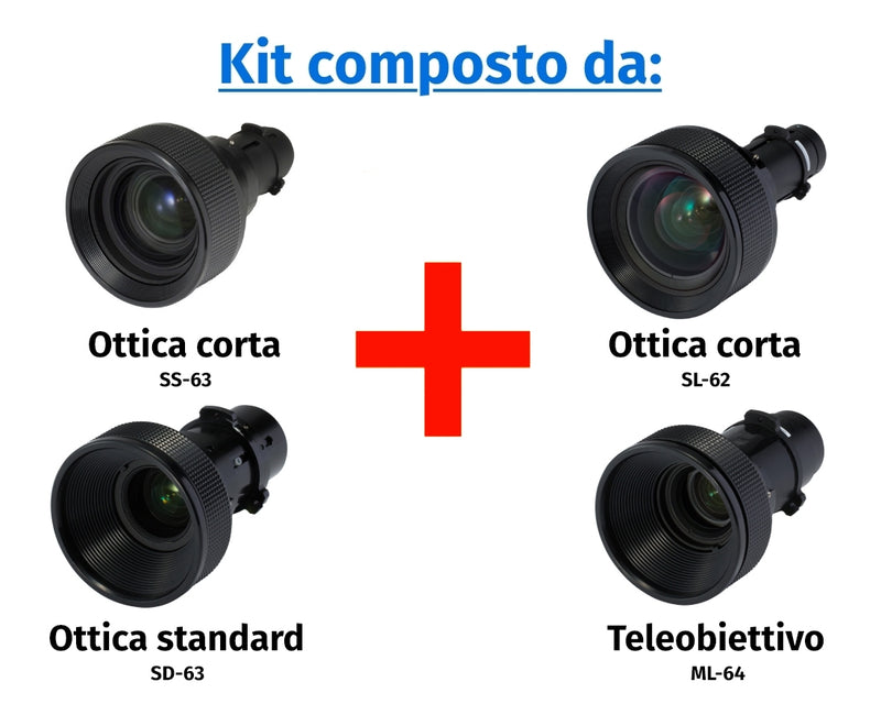 Kit Hitachi composto da ottica corta SS-63, ottica corta SL-62, standard SD-63 e teleobiettivo ML-64