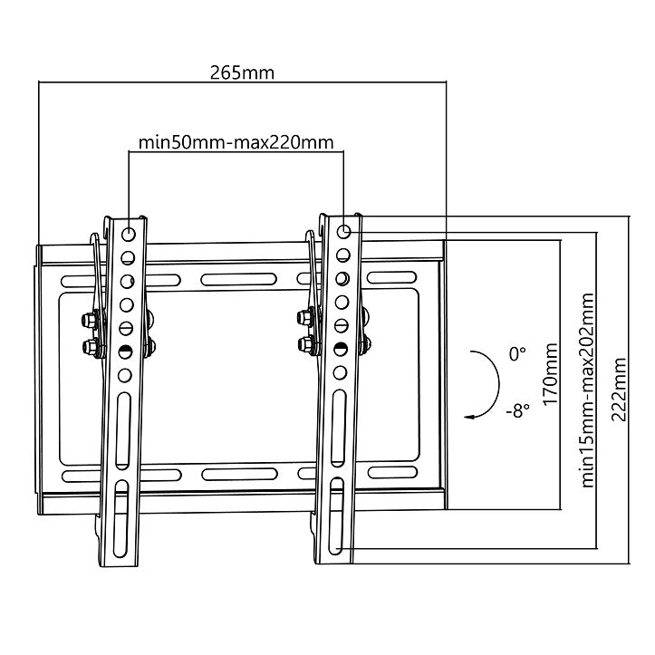 Supporto da parete inclinabile per monitor con portata 30kg e VESA fino a 200x200mm, nero