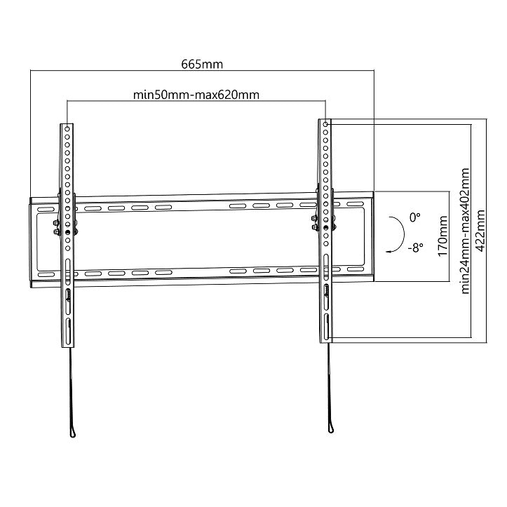 Supporto da parete inclinabile per monitor con portata 40kg e VESA fino a 600x400mm, nero