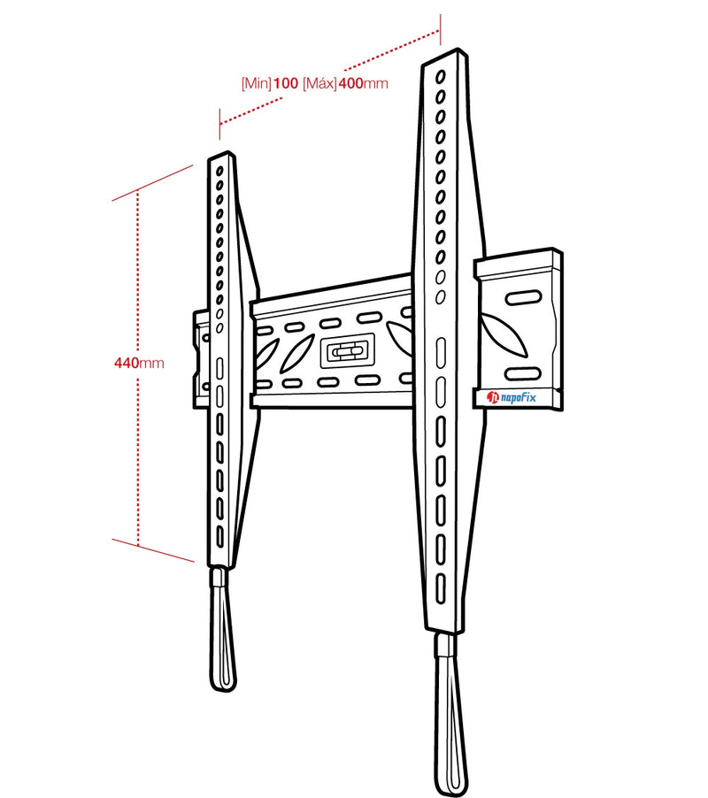 Supporto da parete fisso per monitor con portata 50kg e VESA fino a 400x400mm, nero