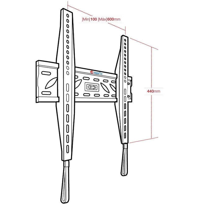 Supporto da parete fisso per monitor con portata 80kg e VESA fino a 600x400mm, nero