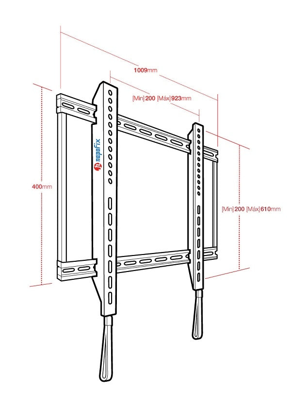 Supporto da parete fisso per monitor con portata 100kg e VESA fino a 900x600mm, nero